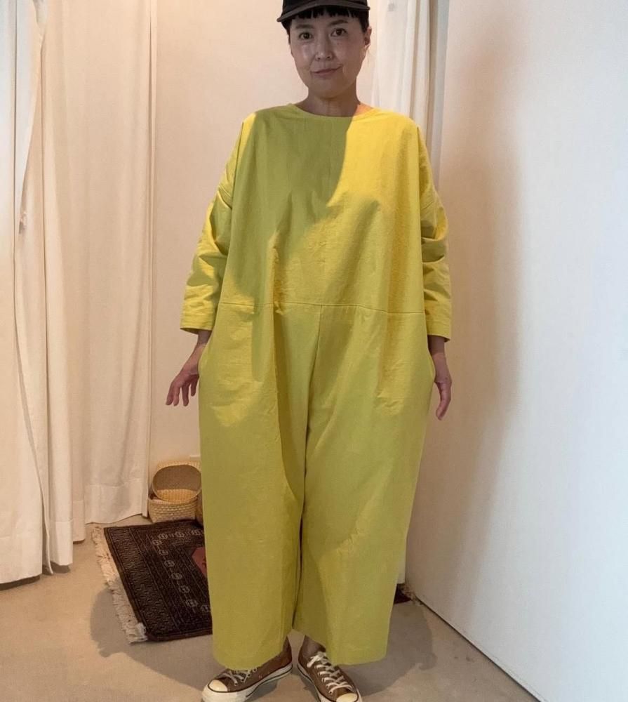 jump suit slim 《yellow》cotton hemp - ito