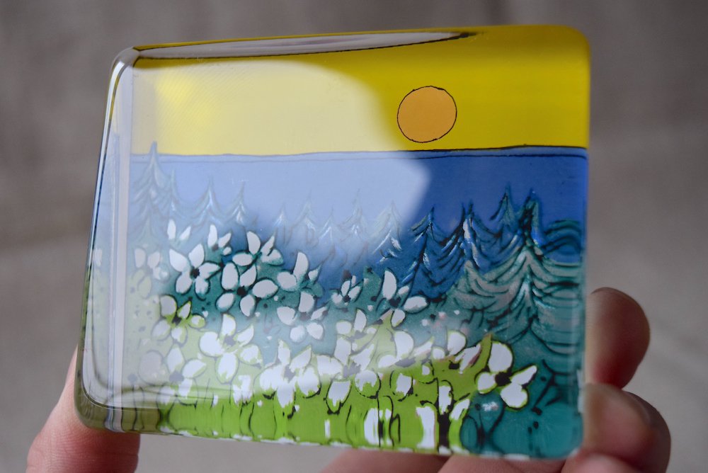 iittala Helja design ガラスカード（太陽と白い花）