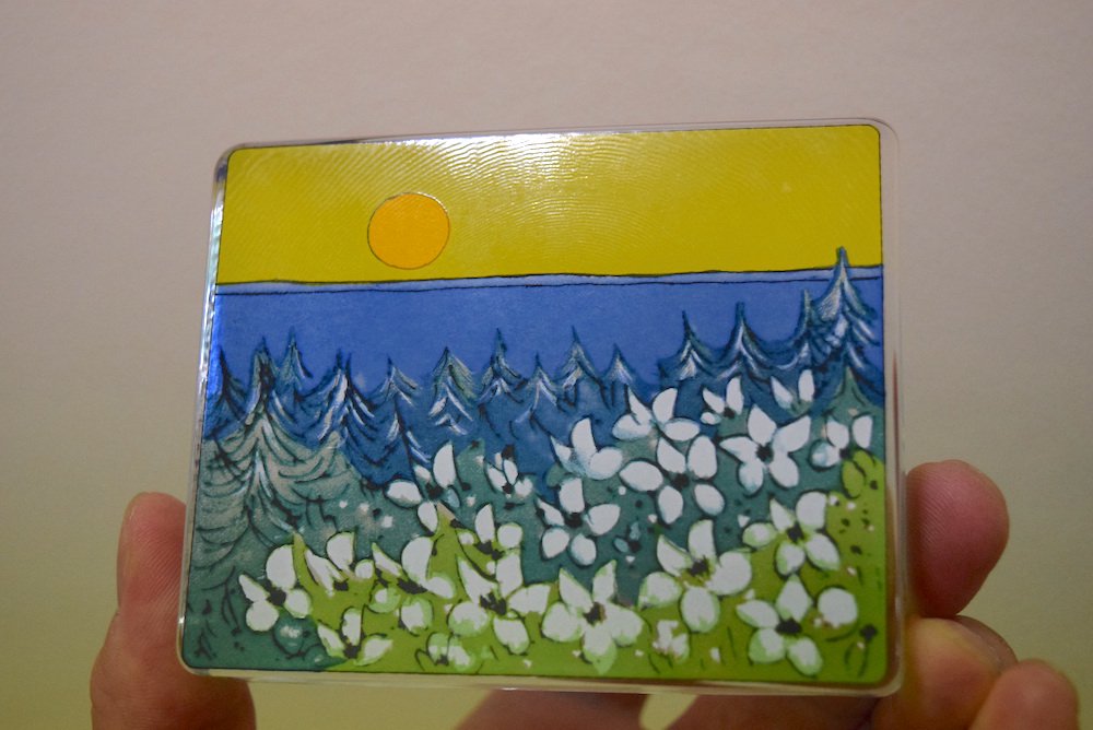 iittala Helja design ガラスカード太陽と白い花